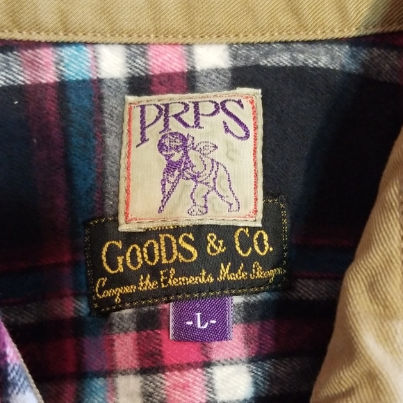 Prps Goods & Co Blue Plaid Button Down Shirt sz L - Picture 6 of 8